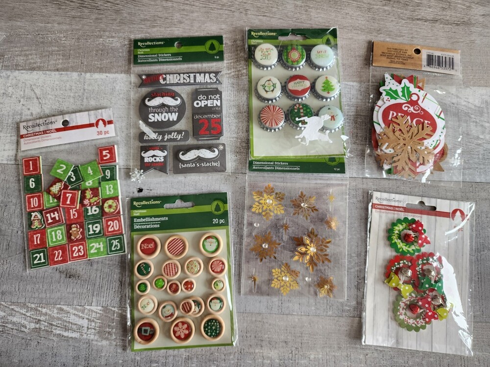 3D Stickers Large LOT - Recollections - Christmas Wreaths Wood Calendar NEW #32